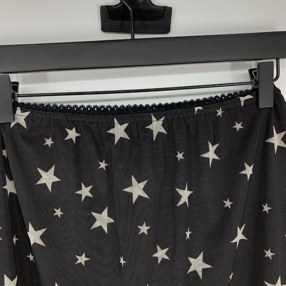 Nasty Gal Skirt Black White Star Print Mesh Mini Pull On NWT - Picture 5 of 15